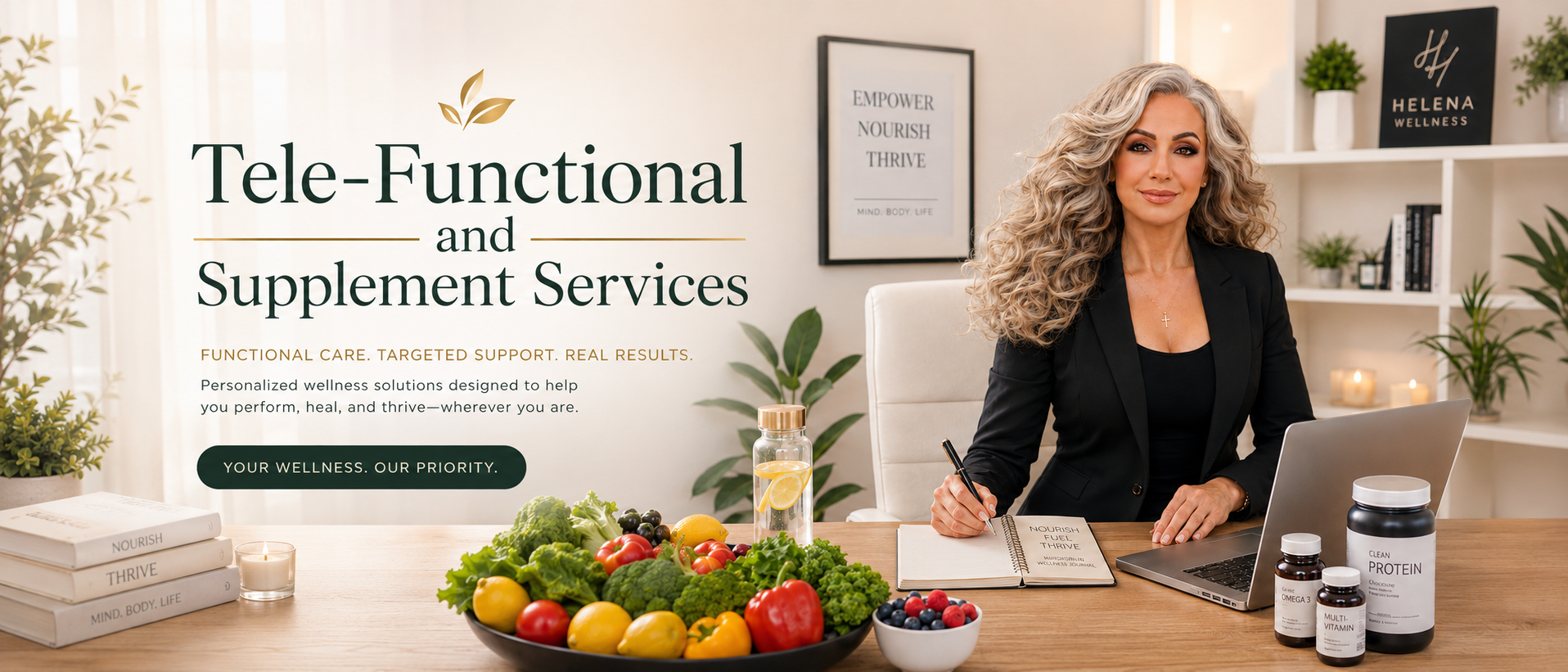 Tele-Functional and Supplement Services — Functional care, targeted support, real results. Personalized wellness solutions designed to help you perform, heal, and thrive.